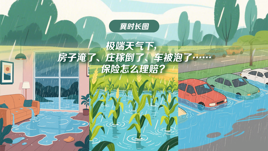 冀时长图丨极端天气下，房子淹了、庄稼倒了、车被泡了……保险怎么理赔？