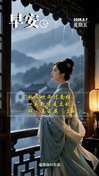 8月7日早安：秋风吹雨过南楼，一夜新凉是立秋！