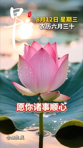 今天是8月12日，愿你诸事顺心，步步生光，早安吉祥#早安