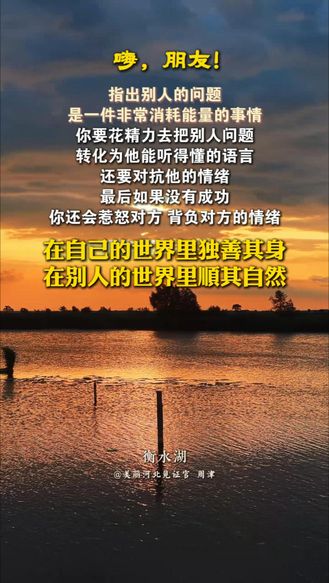 在自己的世界里独善其身，在别人的世界里顺其自然……#晚安#衡水湖