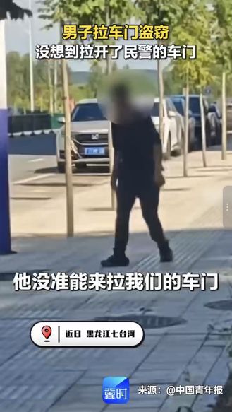 男子拉车门盗窃 没想到拉开了民警的车门