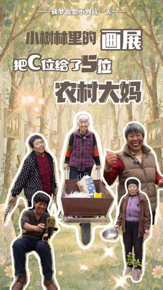 小树林里的画展，把C位给了5位农村大妈
